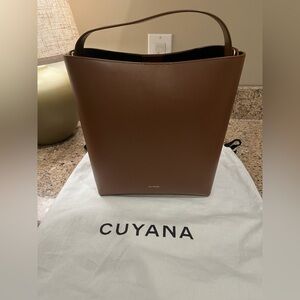 Cuyana Tan Leather Linea Shoulder Bag